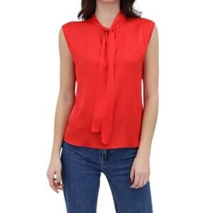 NEW NOUVELLE / SILK95FIVE sunset high neck top in scarlet red